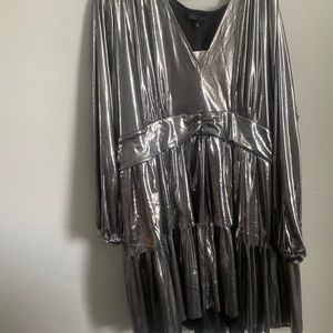 Silver foil mini dress